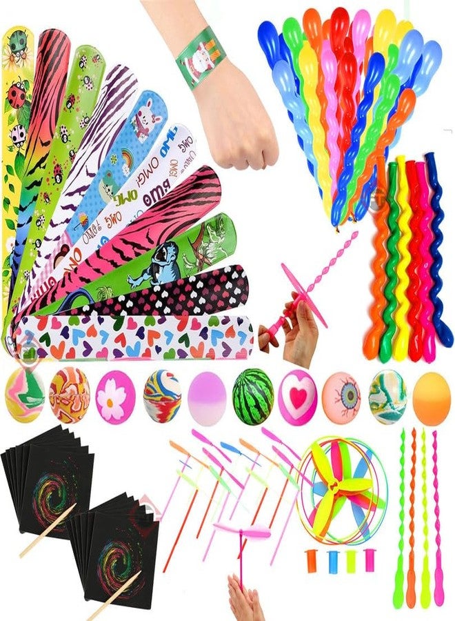 Firstly Rainbow Scratch with Balloons, Crazy Balls, Flying Toys Combo Pack as Return Gifts for Kids of All Age Group| 100 pcs - Image 1